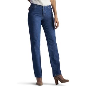 Lee Women's Petite Relaxed Fit Blue Straight Leg Livia Jeans 16